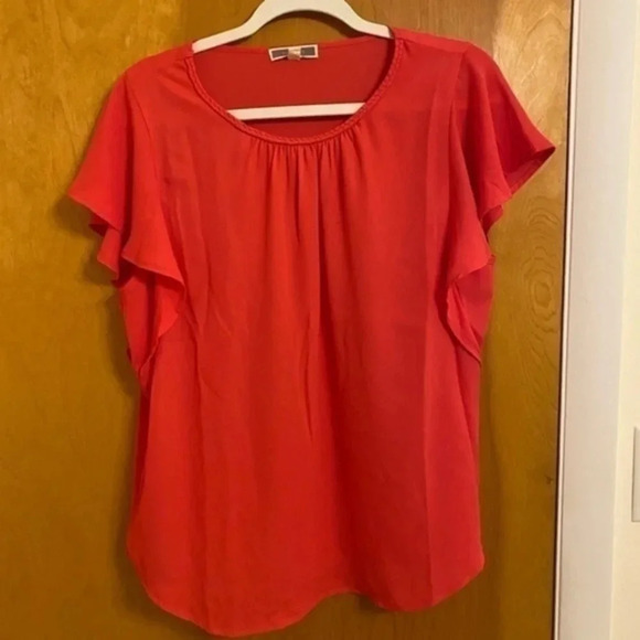 🔥 NWOT Pleione Hot Pink Flutter Sleeve Blouse - Picture 2 of 6